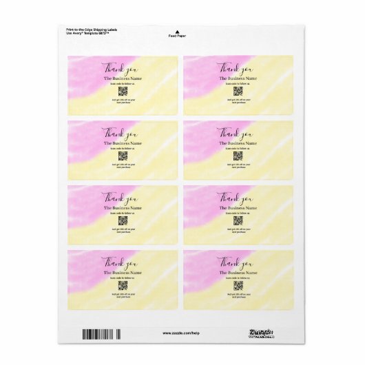 Scan QR to follow us thank you discount code pink Etiket (Full Sheet)