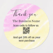 Scan QR to follow us thank you discount code pink Labels (Design 2)