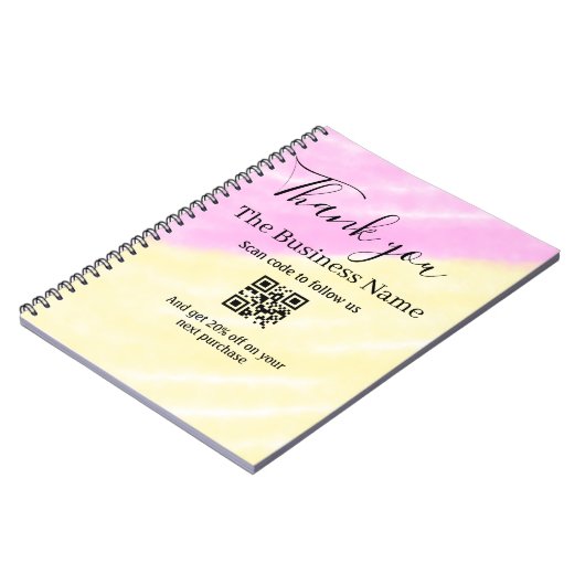 Scan QR to follow us thank you discount code pink Notitieboek (Linkerzijde)