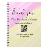 Scan QR to follow us thank you discount code pink Notitieboek (Voorkant)