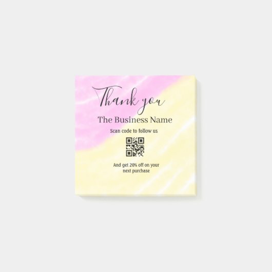 Scan QR to follow us thank you discount code pink Post-it® Notes (Voorkant)