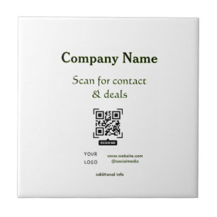 scan QR voor contact & deals bedrijfsnaam website Tegeltje