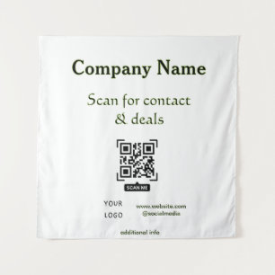 scan QR voor contact & deals bedrijfsnaam website  Wandkleed
