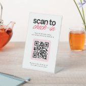 Scan to Check in QR Code Business Tabletop Sign Reclamebord Met Voetstuk (Insitu)