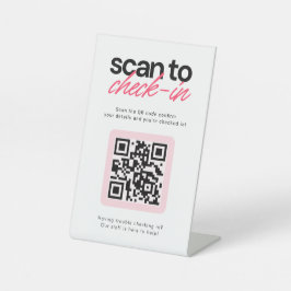 Scan to Check in QR Code Business Tabletop Sign Reclamebord Met Voetstuk