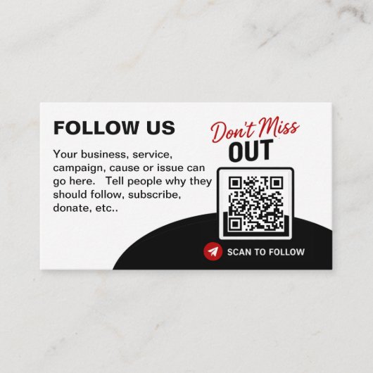 Scan to Follow QR Code Design Template Visitekaartje (Voorkant)