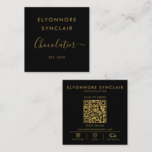 Scan To Order Qr Code Vierkante Visitekaartje (Voorkant / Achterkant)