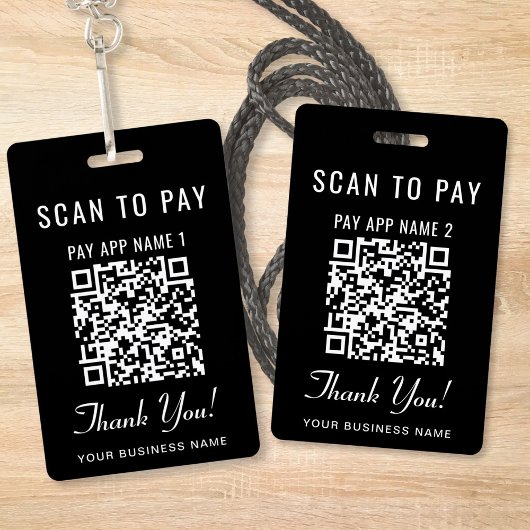 Scan to Pay 2 Payment QR Codes Black Badge