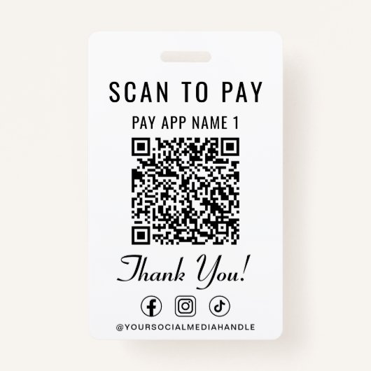 Scan to Pay 2 Payment QR Codes Social Media Badge (Voorkant)