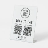 Scan to Pay 2 QR Codes Business Logo Reclamebord Met Voetstuk (Voorkant)