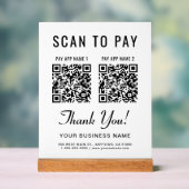 Scan to Pay 2 QR Codes Tabletop Acryl Bord (Neutraal)