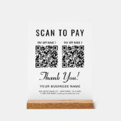 Scan to Pay 2 QR Codes Tabletop Acryl Bord (Voorkant)