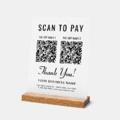 Scan to Pay 2 QR Codes Tabletop Acryl Bord (Hoek)