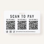Scan to Pay 3 Payment QR Codes Social Media Badge (Voorkant)