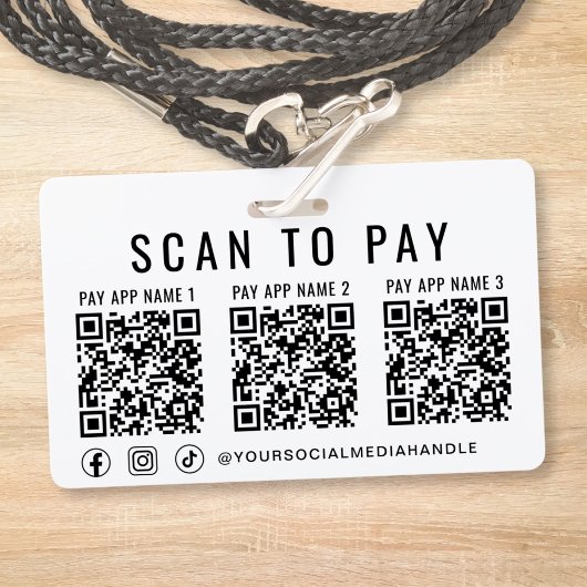 Scan to Pay 3 Payment QR Codes Social Media Badge