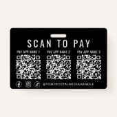 Scan to Pay 3 Payment QR Codes Social Media Black Badge (Achterkant)