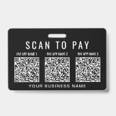 Scan to Pay 3 QR Codes Business Badge (Voorkant)