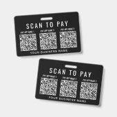 Scan to Pay 3 QR Codes Business Badge (Voor- en achterkant)
