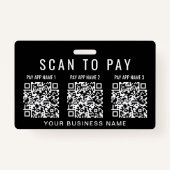 Scan to Pay 3 QR Codes Business Badge (Voorkant)