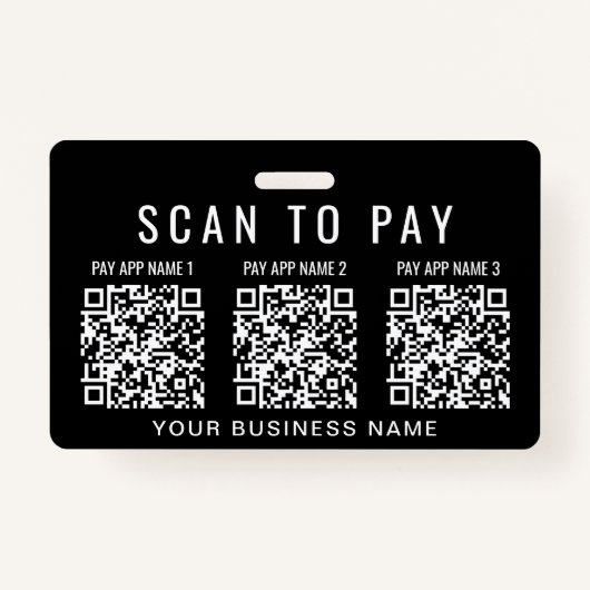 Scan to Pay 3 QR Codes Business Badge (Achterkant)