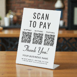 Scan to Pay 3 QR Codes Tabletop Reclamebord Met Voetstuk