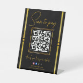 Scan to Pay Black & Gold Logo Payment QR Codes Reclamebord Met Voetstuk (Voorkant)