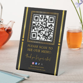 Scan to Pay Black & Gold Logo Payment QR Codes Reclamebord Met Voetstuk