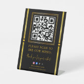Scan to Pay Black & Gold Logo Payment QR Codes Reclamebord Met Voetstuk (Voorkant)