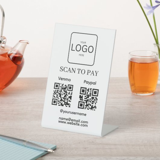 Scan To Pay Business Logo Qr Code Pedestal Sign Reclamebord Met Voetstuk (Insitu)