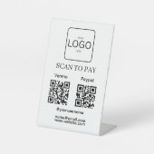 Scan To Pay Business Logo Qr Code Pedestal Sign Reclamebord Met Voetstuk (Voorkant)
