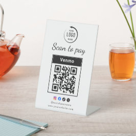 Scan To Pay Business Logo Qr Code Reclamebord Met Voetstuk