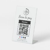 Scan To Pay Business Logo Qr Code Reclamebord Met Voetstuk (Voorkant)