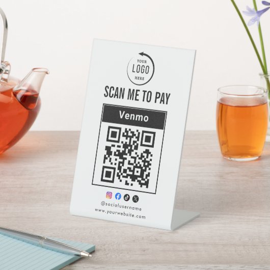 Scan To Pay Business Logo Qr Code Reclamebord Met Voetstuk (Insitu)