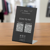 Scan To Pay Business Qr Code Script Black Reclamebord Met Voetstuk