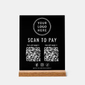 Scan to Pay QR Code Black Tabletop Acryl Bord (Voorkant)