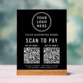 Scan to Pay QR Code Black Tabletop Acryl Bord (Neutraal)