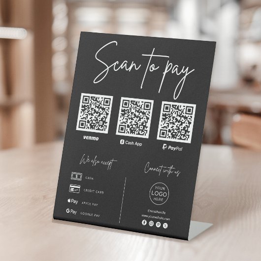 Scan To Pay QR Code Business Reclamebord Met Voetstuk