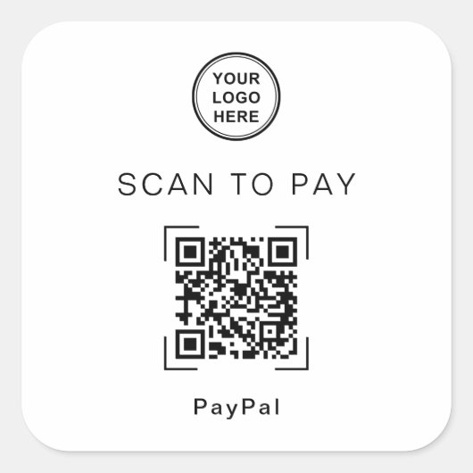 Scan to Pay QR Code Business Vierkante Sticker (Voorkant)