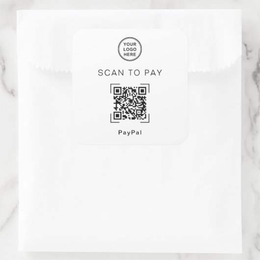 Scan to Pay QR Code Business Vierkante Sticker (Tas)