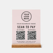 Scan to Pay QR Code Pink Tabletop Acryl Bord (Voorkant)
