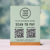 Scan to Pay QR Code Sage Green Tabletop Acryl Bord (Neutraal)