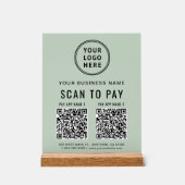 Scan to Pay QR Code Sage Green Tabletop Acryl Bord (Voorkant)