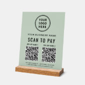 Scan to Pay QR Code Sage Green Tabletop Acryl Bord (Hoek)