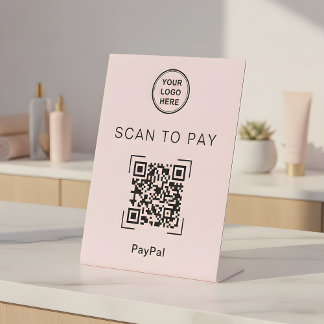Scan to Pay QR Code Sign For Spa Beauty Salon Reclamebord Met Voetstuk