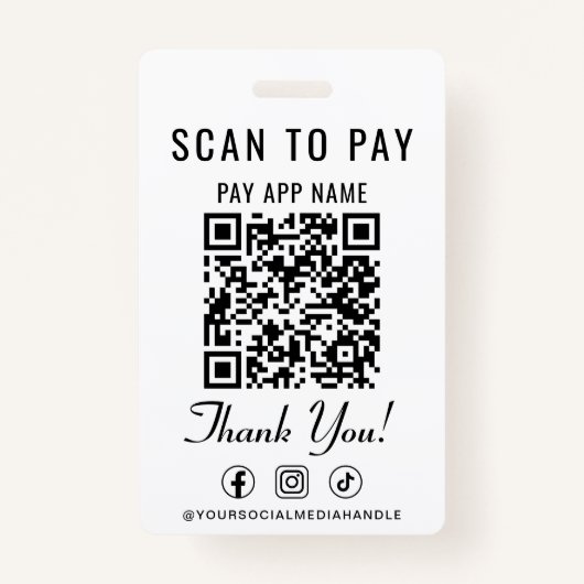 Scan to Pay QR Code Social Media Badge (Achterkant)