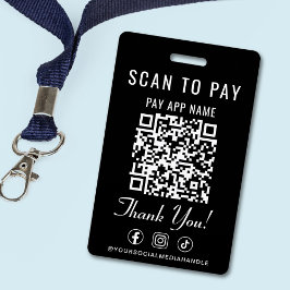 Scan to Pay QR Code Social Media Black Badge
