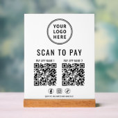 Scan to Pay QR Code White Tabletop Acryl Bord (Neutraal)