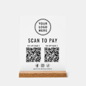 Scan to Pay QR Code White Tabletop Acryl Bord (Voorkant)