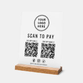 Scan to Pay QR Code White Tabletop Acryl Bord (Hoek)