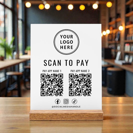 Scan to Pay QR Code White Tabletop Acryl Bord